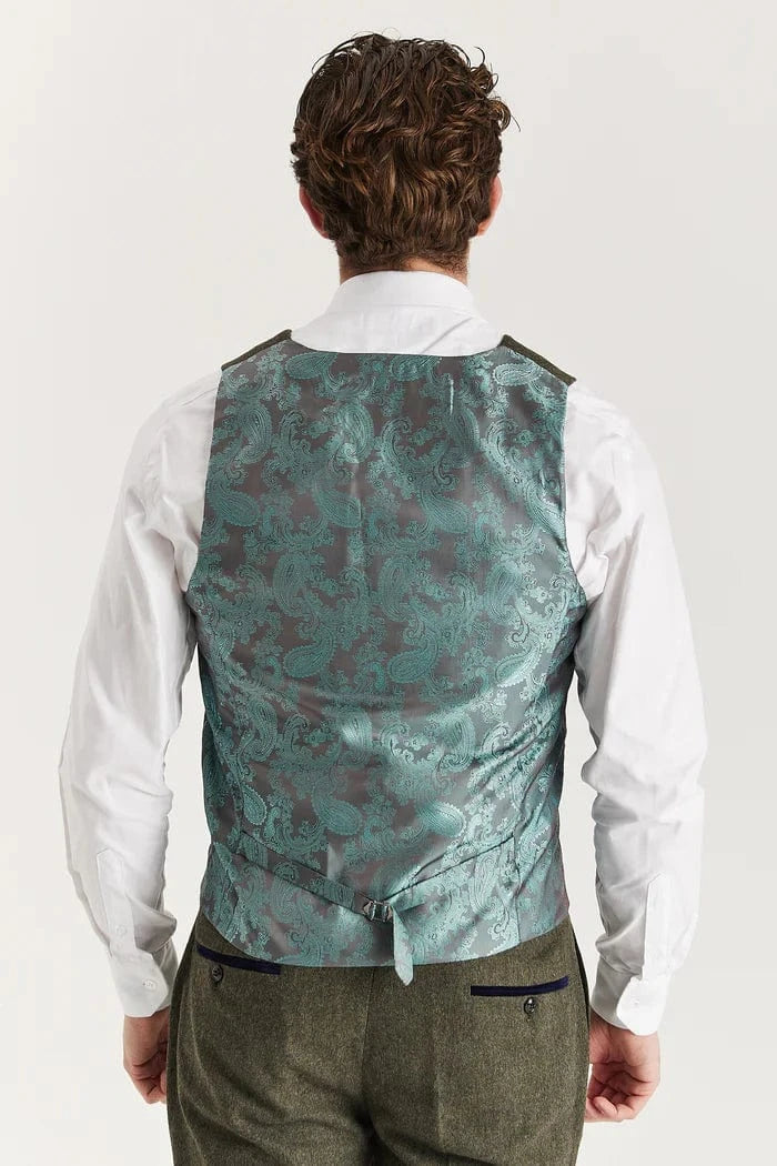PAUL ANDREW OSCAR GREEN TWEED 3-PIECE SUIT