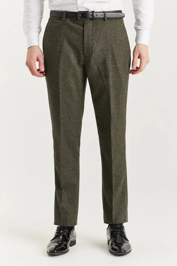 PAUL ANDREW OSCAR GREEN TWEED 3-PIECE SUIT