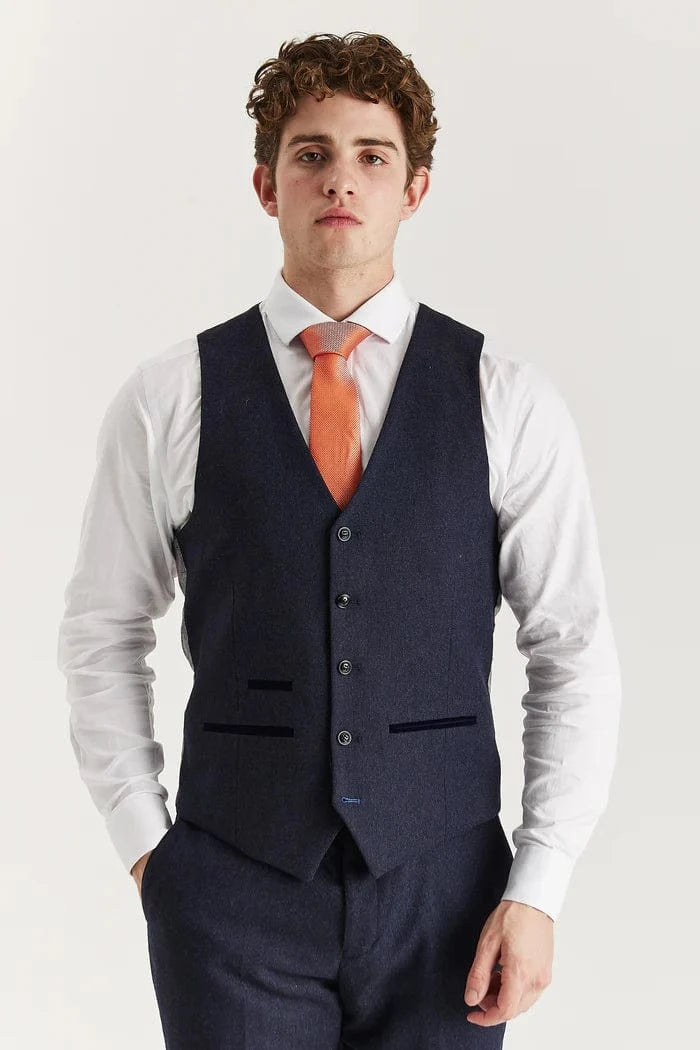 PAUL ANDREW OSCAR NAVY TWEED 3-PIECE SUIT