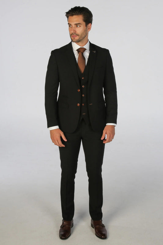 Paul Andrew Mayfair Black 3-Piece Suit