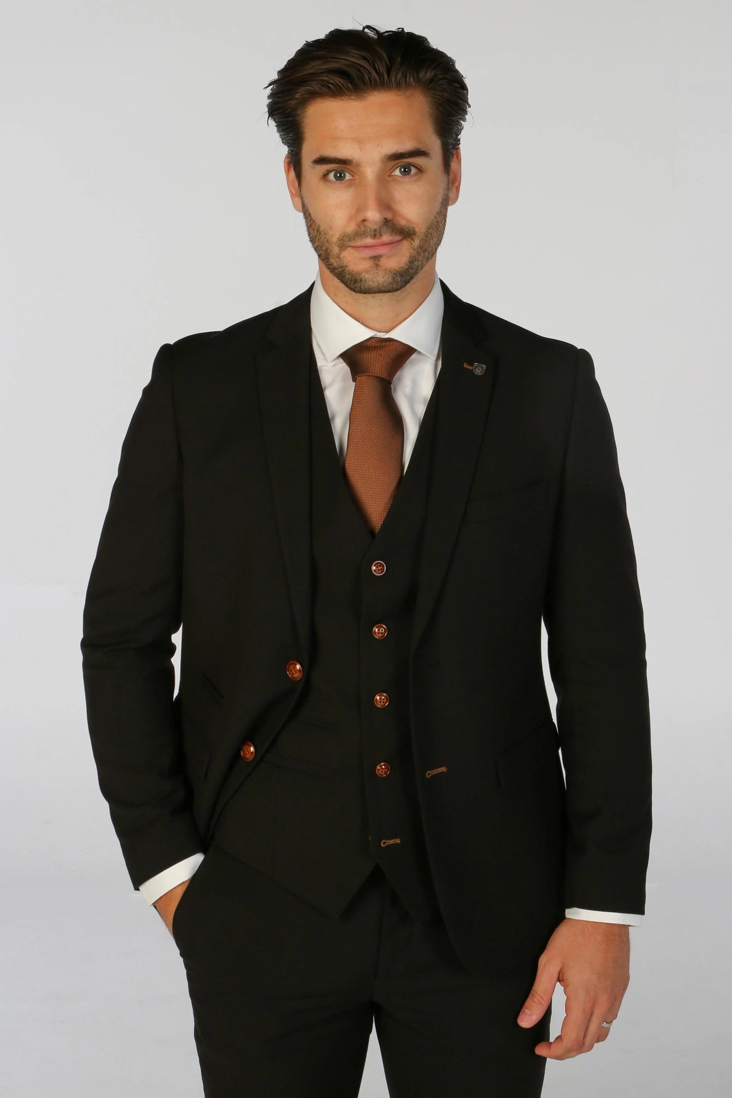 PAUL ANDREW MAYFAIR BLACK 3-PIECE SUIT