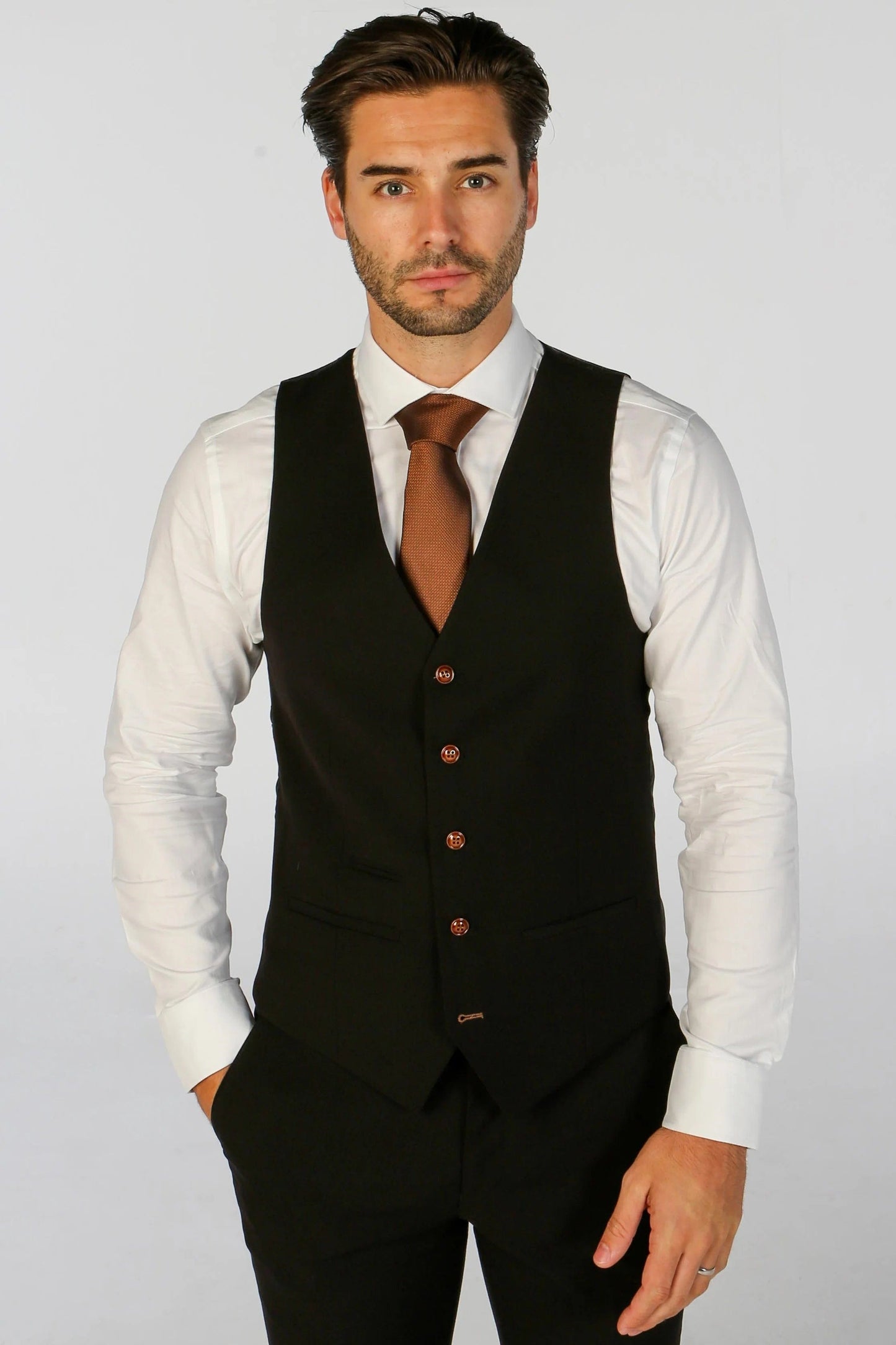 PAUL ANDREW MAYFAIR BLACK 3-PIECE SUIT