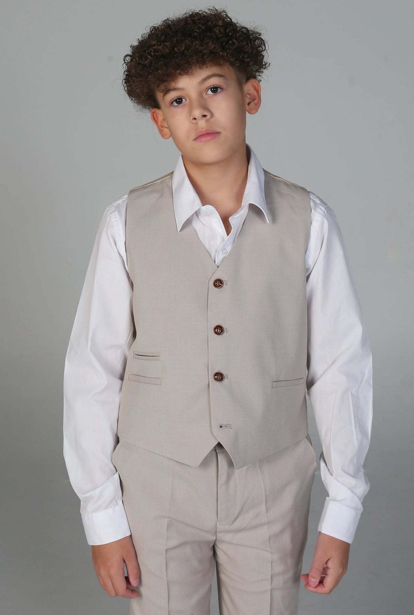 PAUL ANDREW MAYFAIR BOYS STONE 3-PIECE SUIT