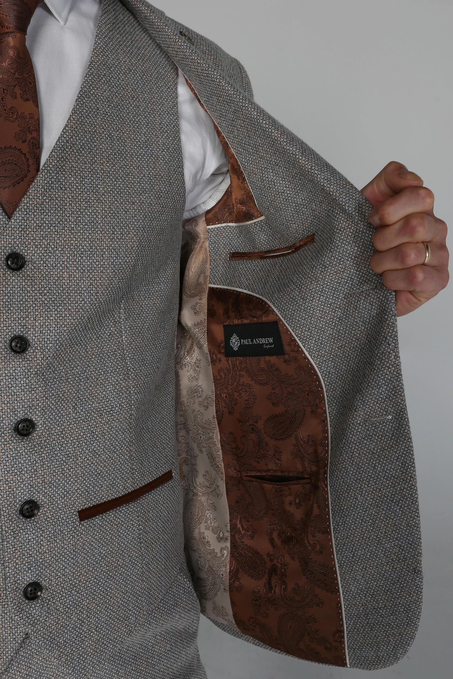 Paul Andrew Ralph Grey/Cream 3-Piece Suit