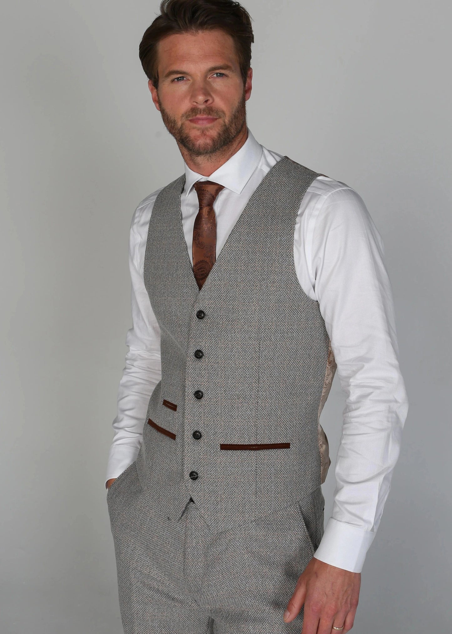 Paul Andrew Ralph Grey/Cream 3-Piece Suit