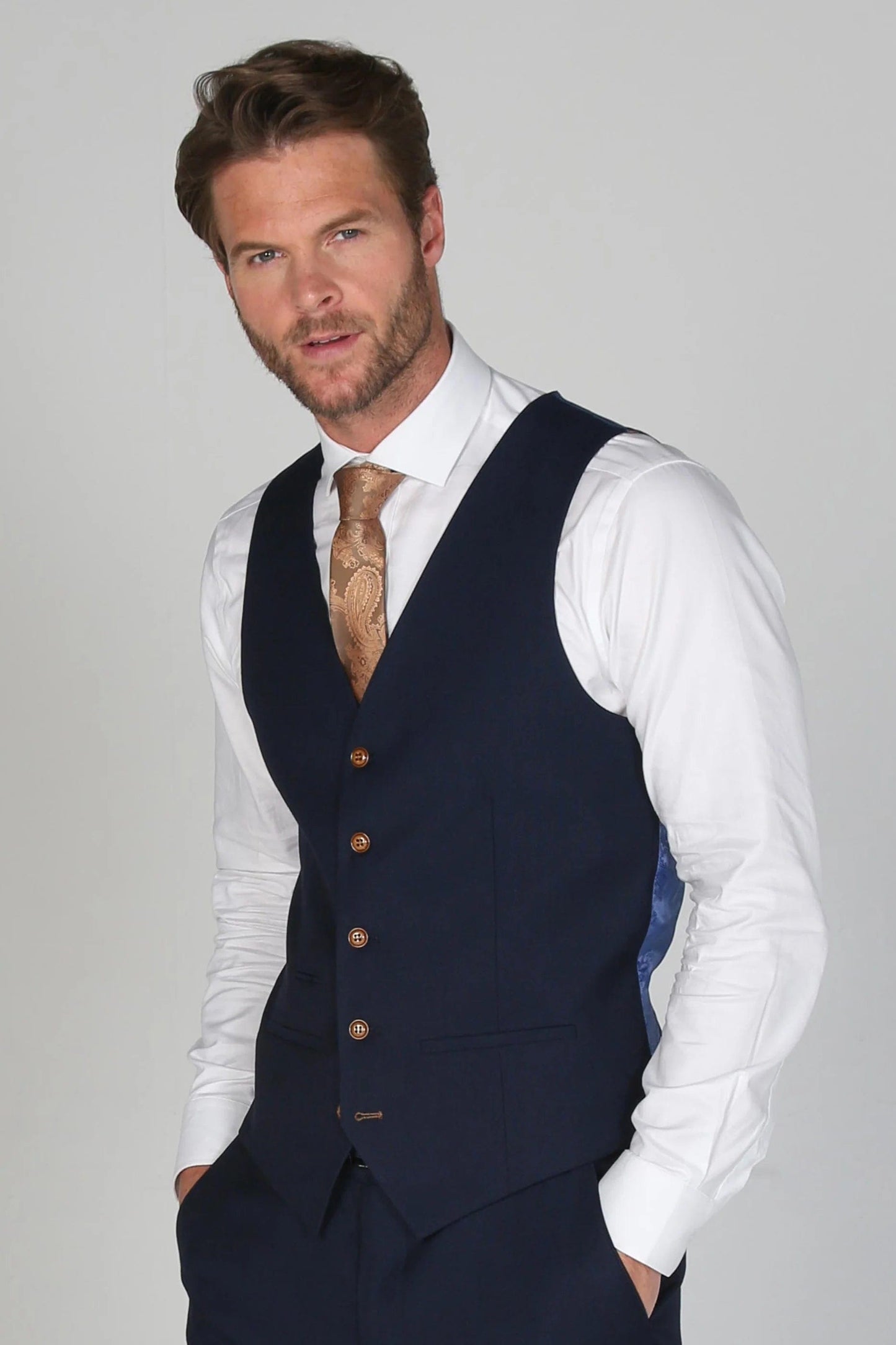 PAUL ANDREW MAYFAIR NAVY 3-PIECE SUIT