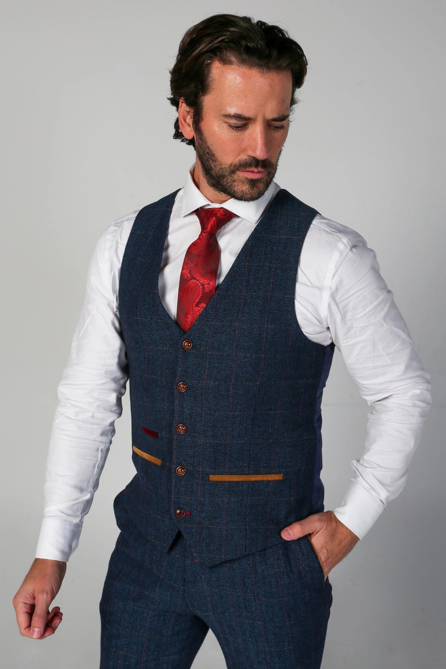 PAUL ANDREW SCOTT NAVY TWEED 3-PIECE SUIT