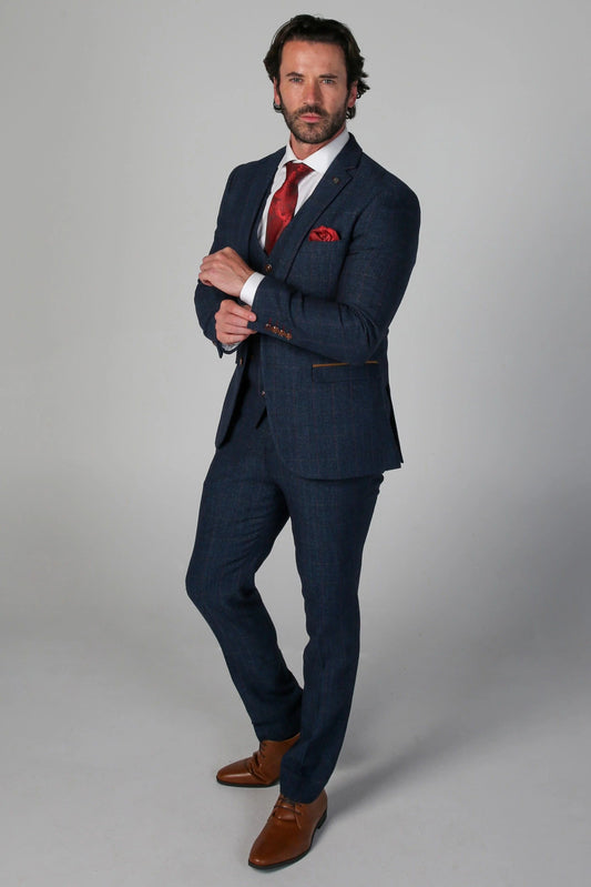Paul Andrew Scott Navy Tweed 3-Piece Suit