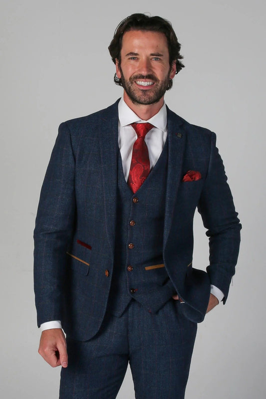 Paul Andrew Scott Navy Tweed 3-Piece Suit