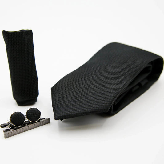 Paul Andrew Black Textured Tie Set