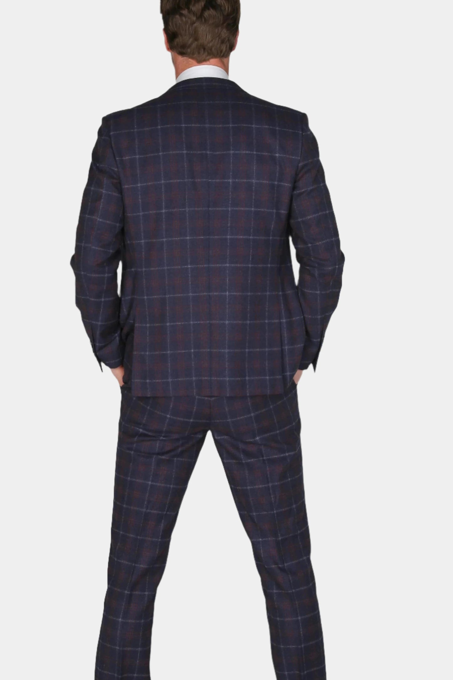 Paul Andrew Kenneth Navy Check 3-Piece Suit