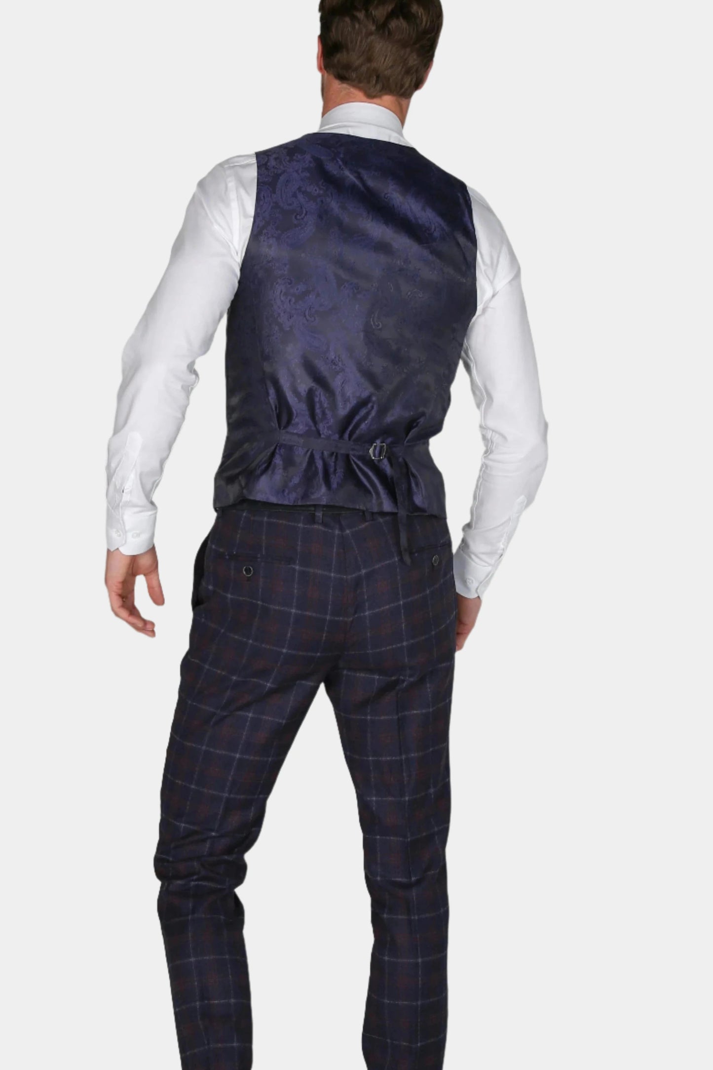 Paul Andrew Kenneth Navy Check 3-Piece Suit