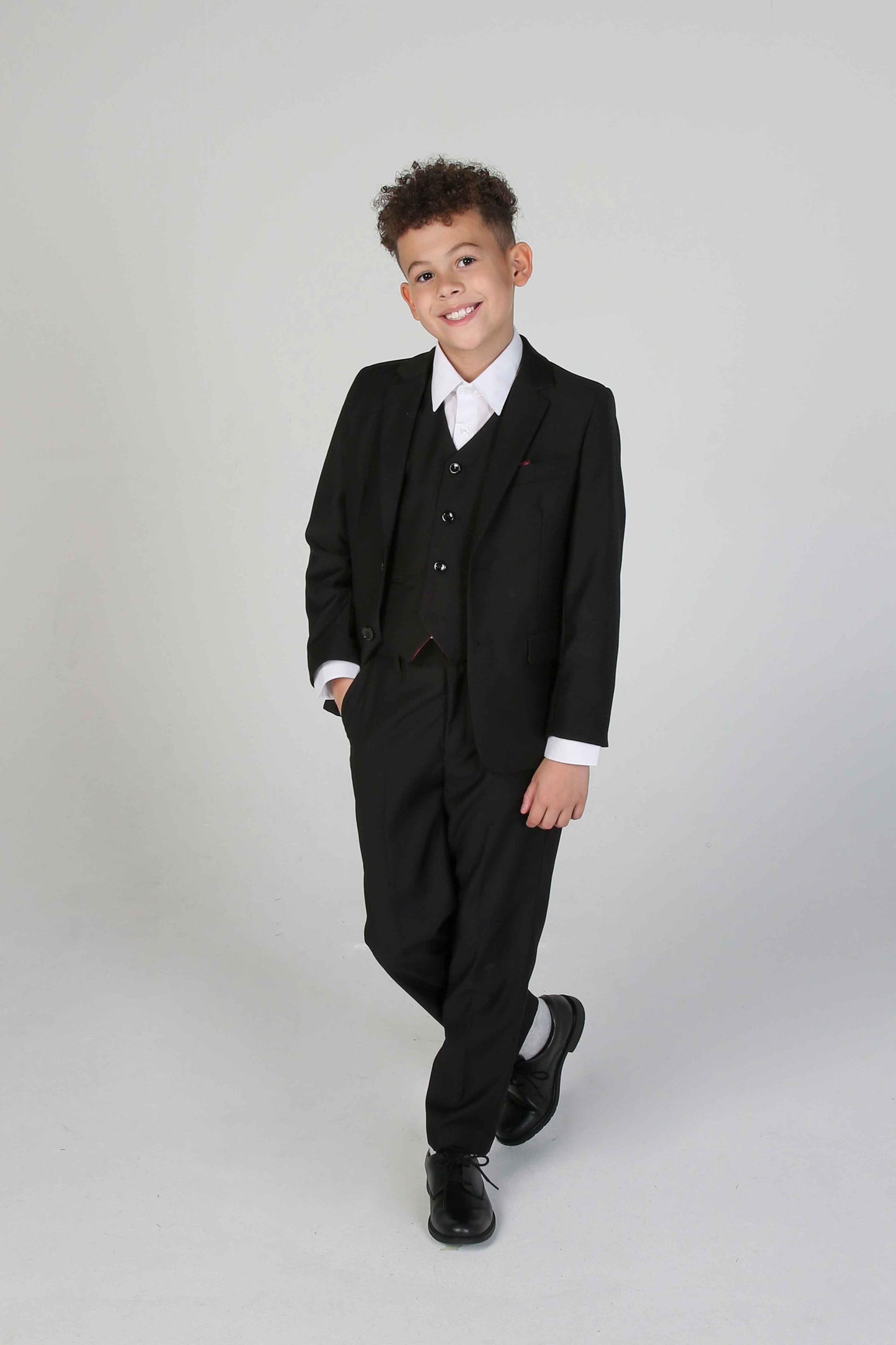 PAUL ANDREW PARKER BOYS BLACK 3-PIECE SUIT