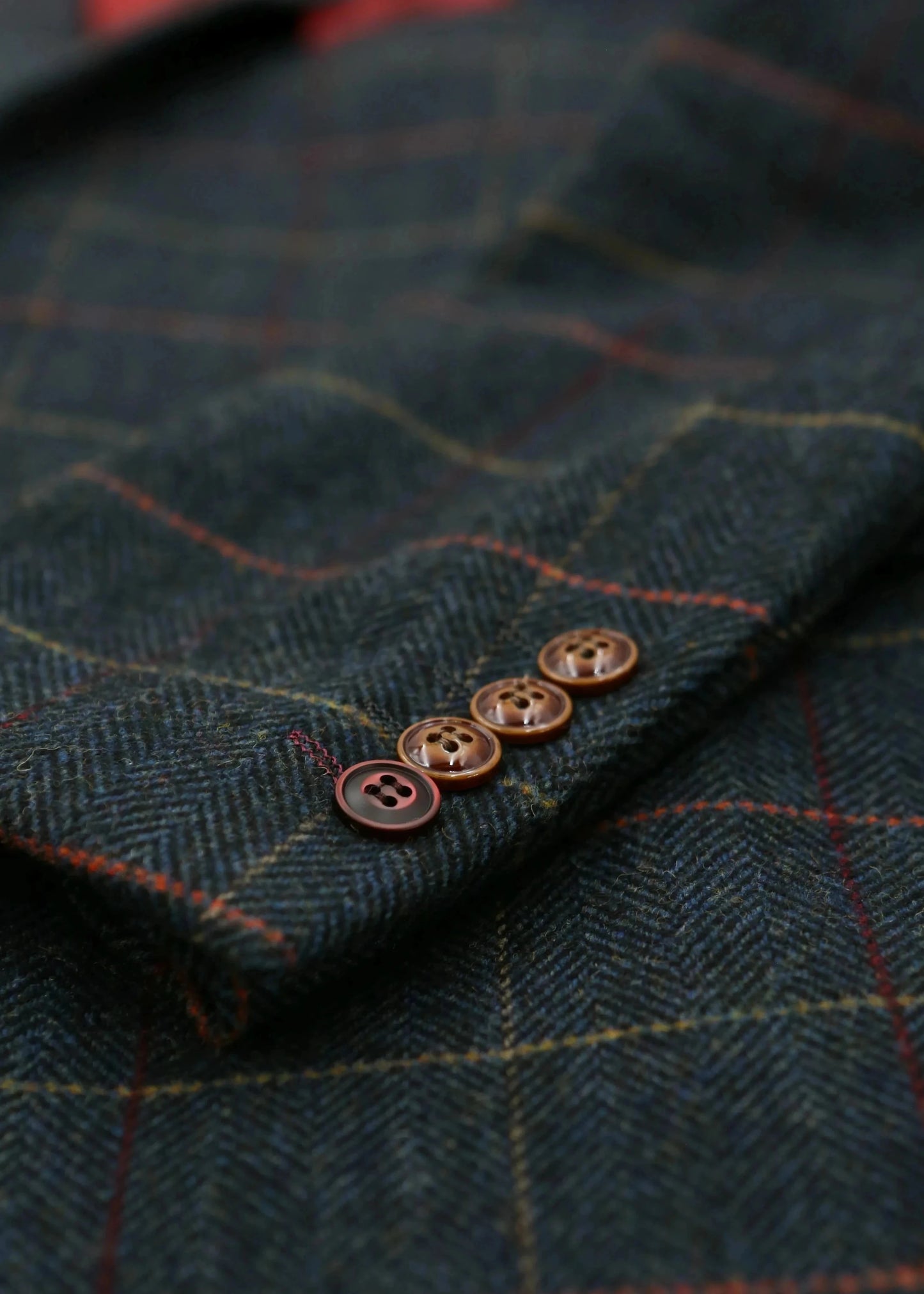 Paul Andrew Thomas Navy Tweed Check Three Piece Suit