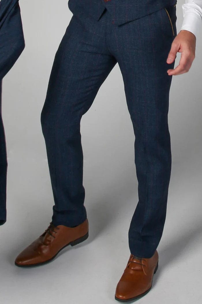 PAUL ANDREW SCOTT NAVY TWEED TROUSERS