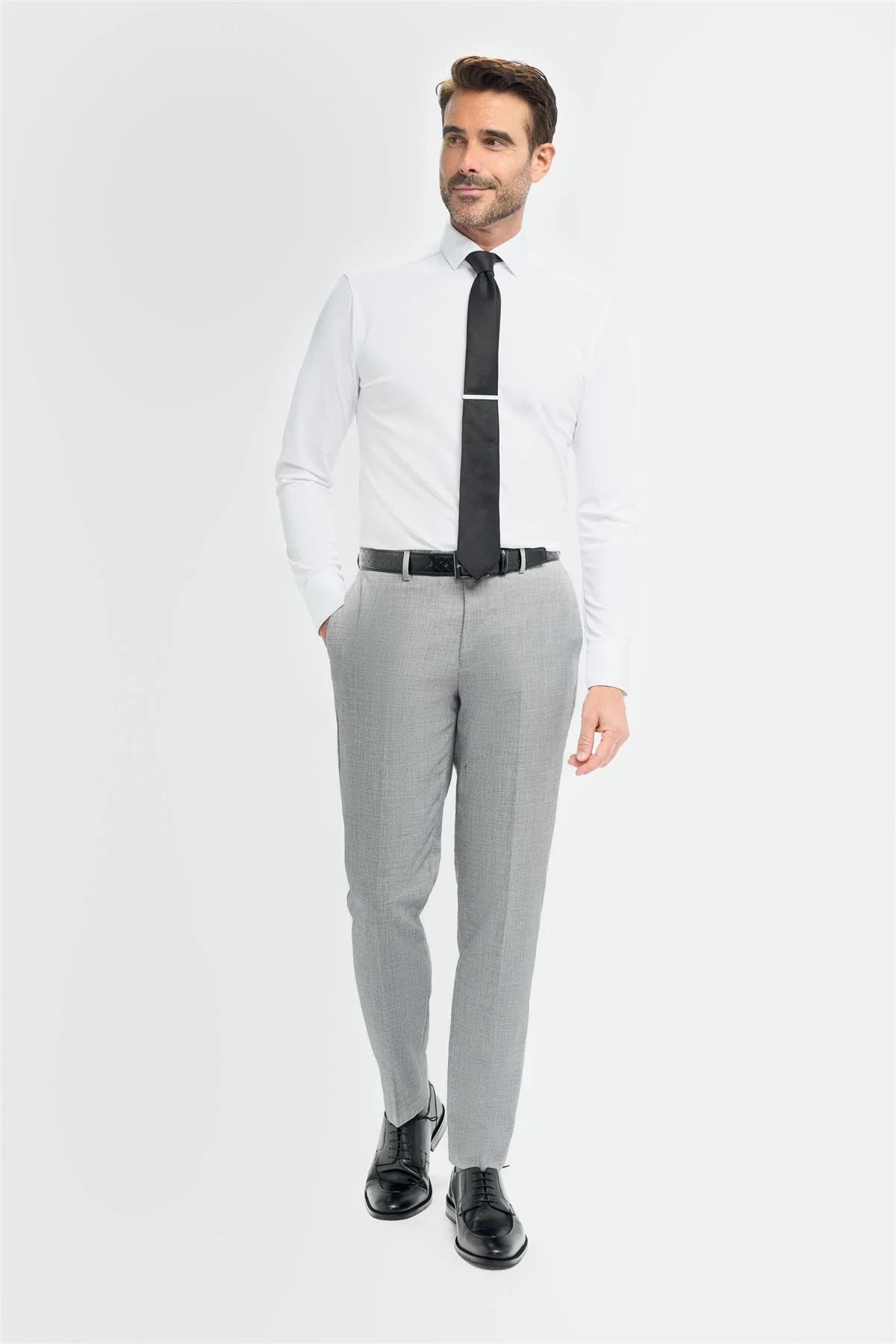 CAVANI MALIBU GREY TAILORED FIT TROUSERS