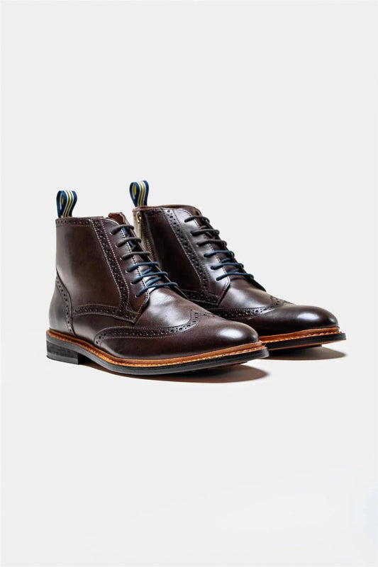 Cavani Ashmoor Brown Leather Brogue Boots