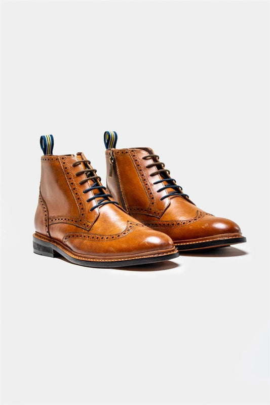 Cavani Ashmoor Mid Tan Leather Brogue Boots