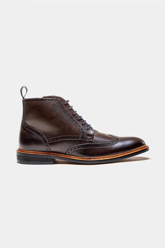 Cavani Ashmoor Brown Leather Brogue Boots