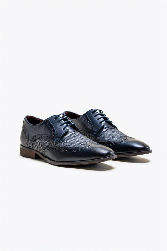 Cavani Faro Navy Leather Brogue Shoes