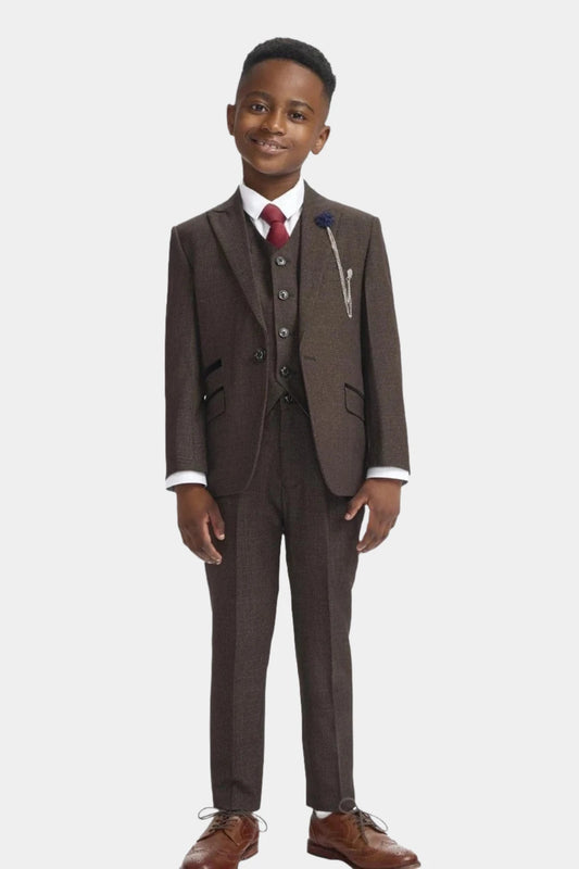 Cavani Caridi Brown Boys 3-Piece Suit