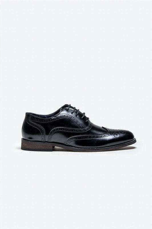 Cavani Clark Black Leather Brogue Shoes