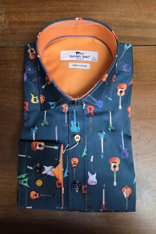 Claudio Lugli Guitar Print Men's Shirt