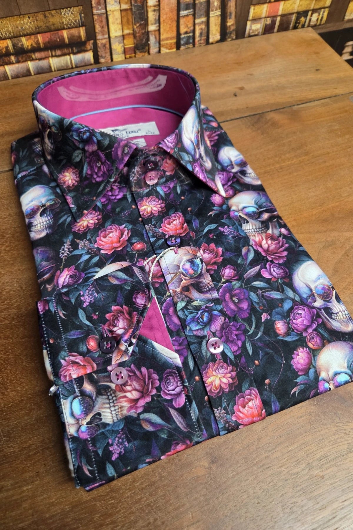 Claudio Lugli Skulls & Flowers Print Men's Shirt