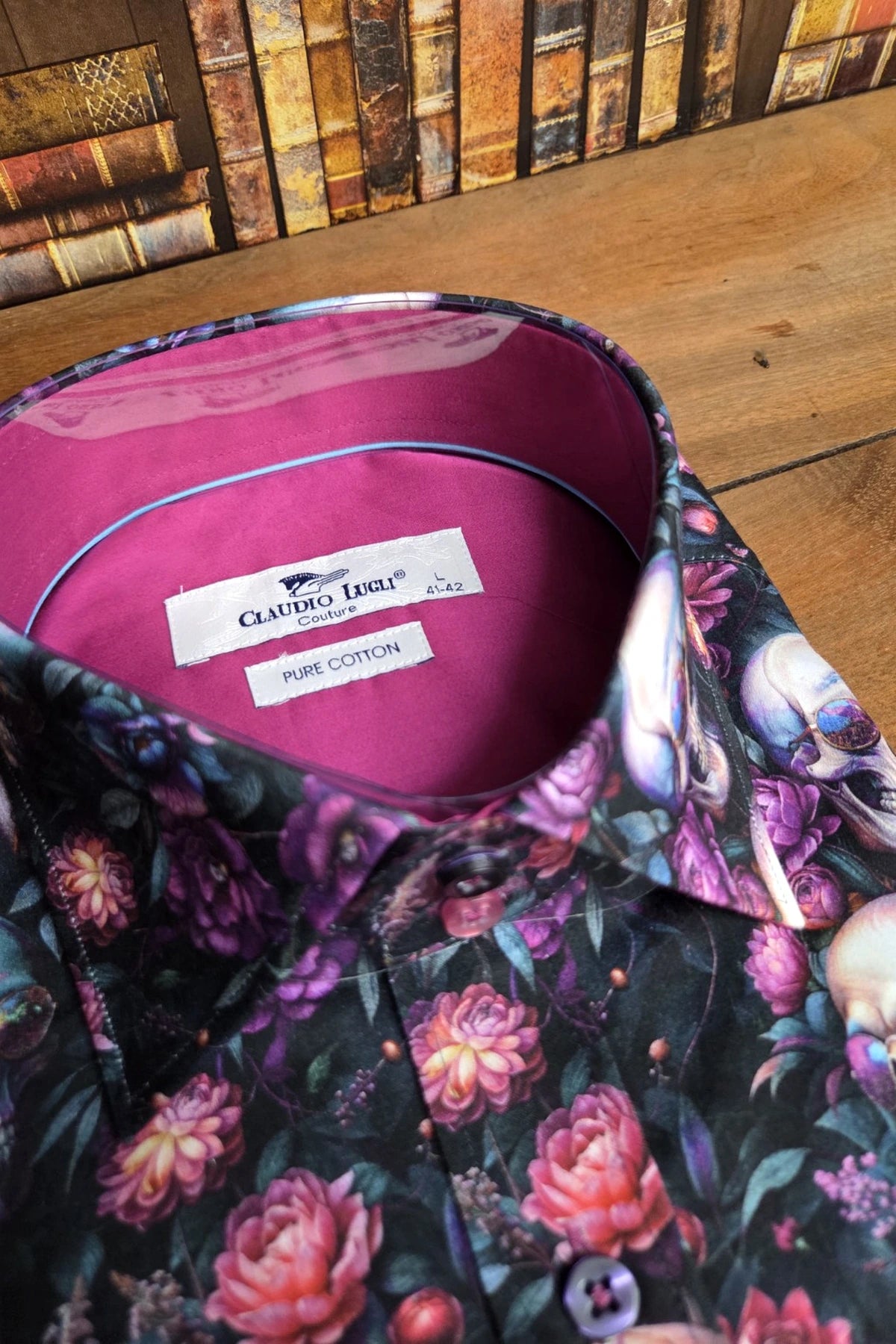 Claudio Lugli Skulls & Flowers Print Men's Shirt