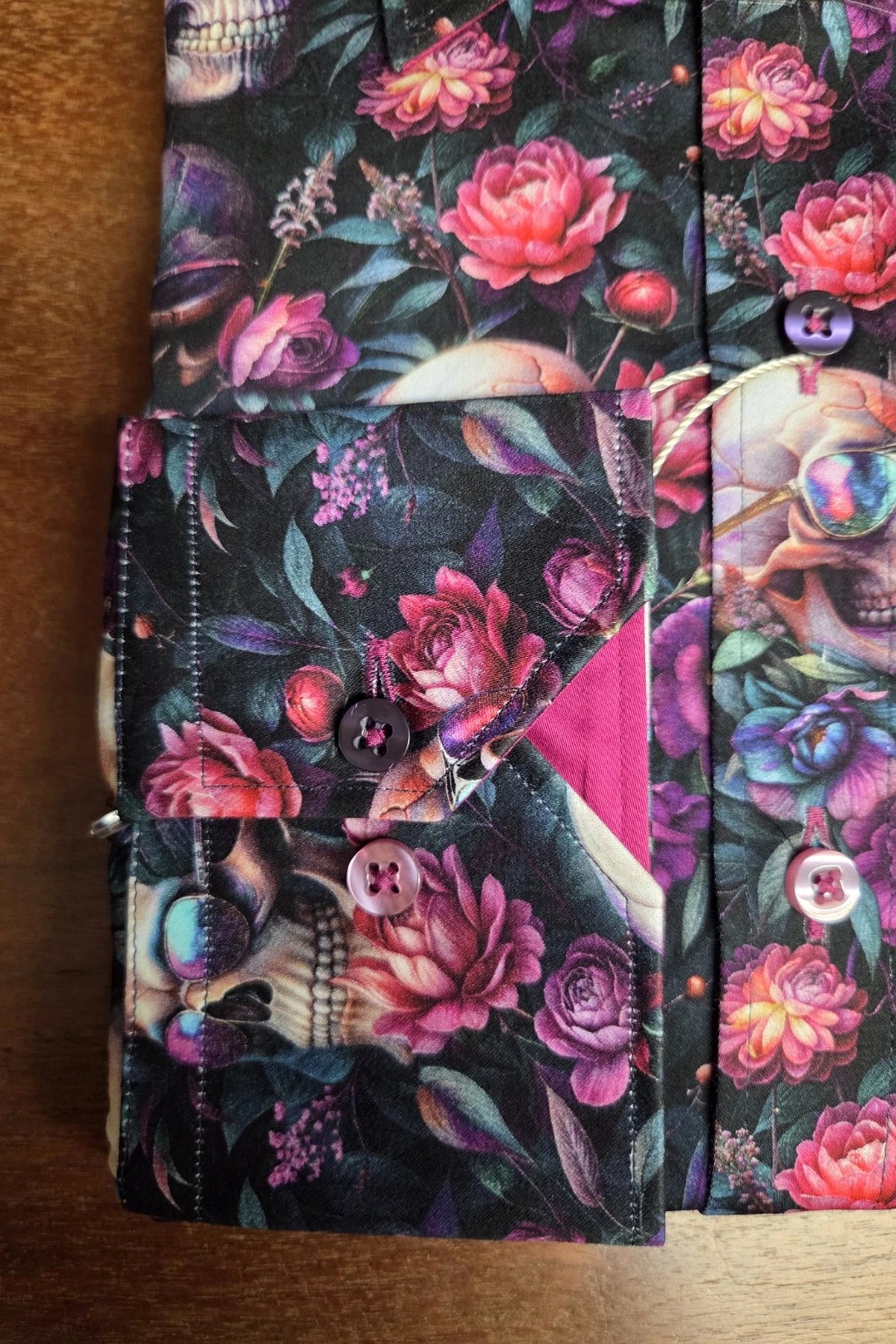 Claudio Lugli Skulls & Flowers Print Men's Shirt