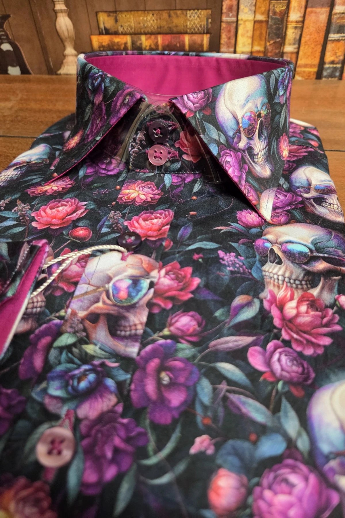 Claudio Lugli Skulls & Flowers Print Men's Shirt