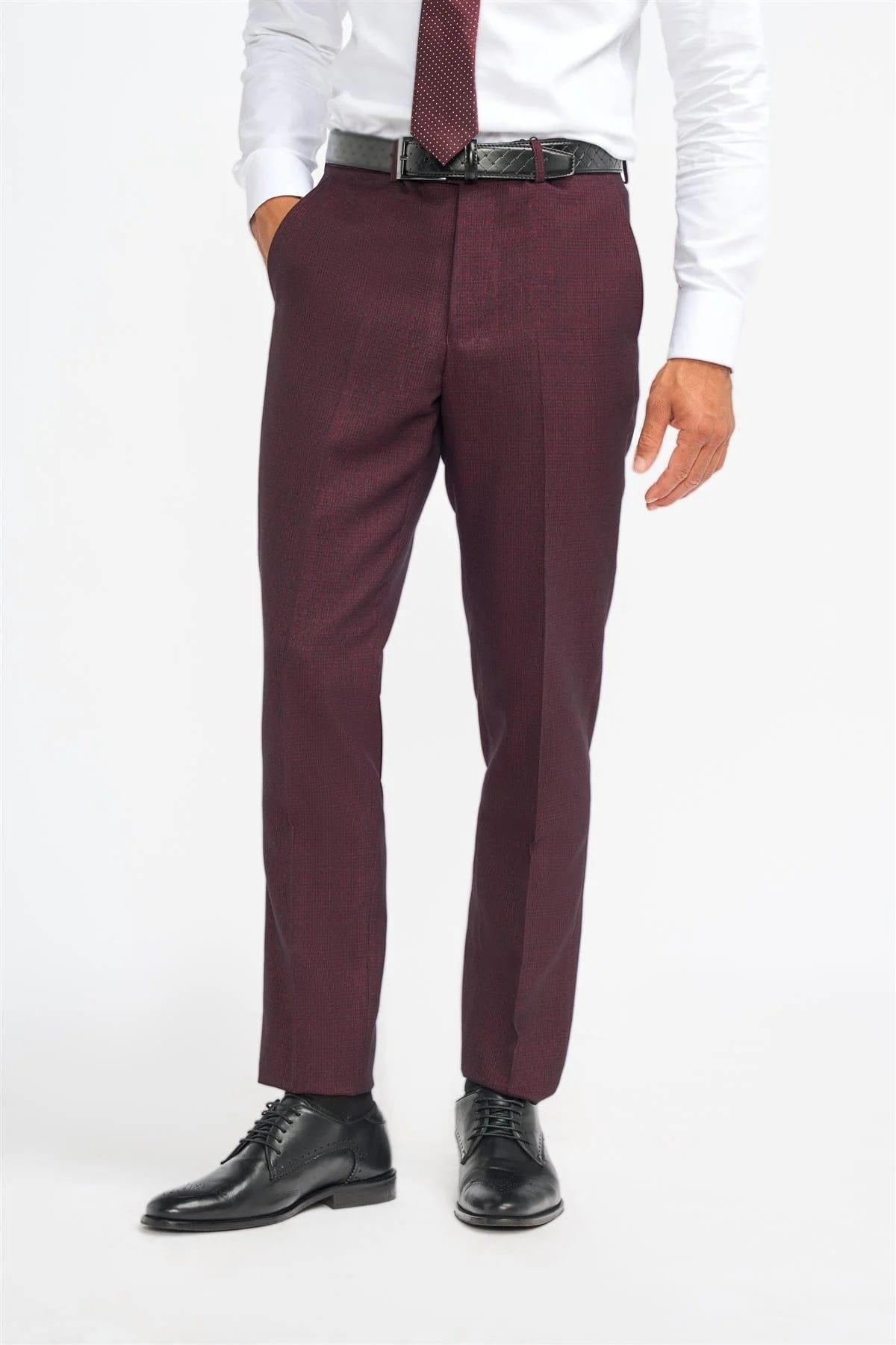 Cavani Caridi Wine Check Slim Fit Trousers