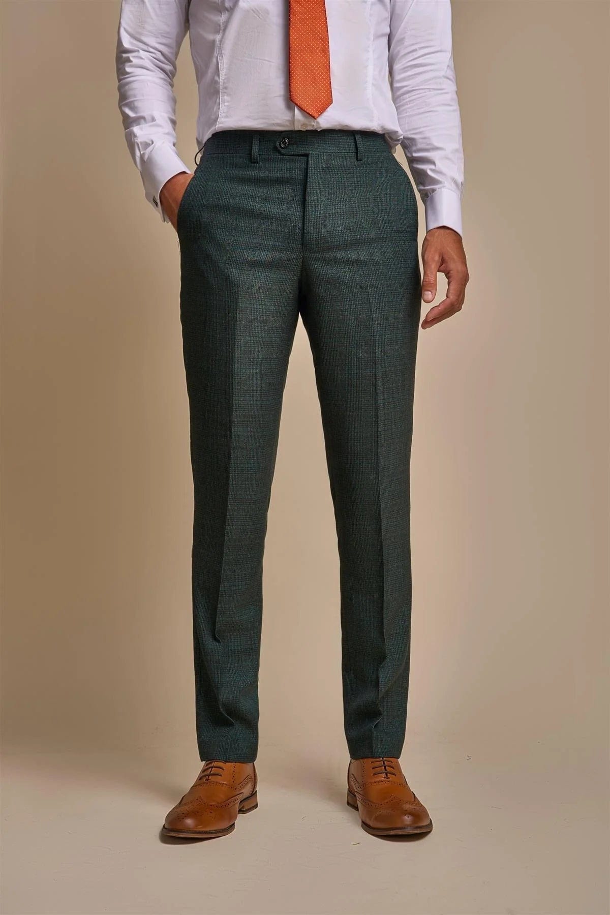 Cavani Caridi Olive Check Slim Fit Trousers