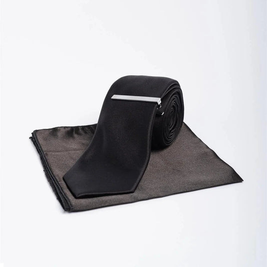 Cavani Black Plain Tie Set