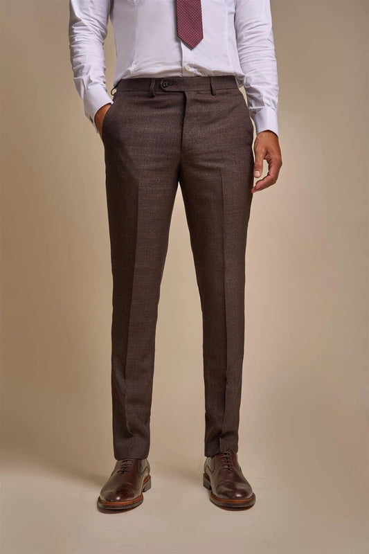Cavani Caridi Brown Check Slim Fit Trousers