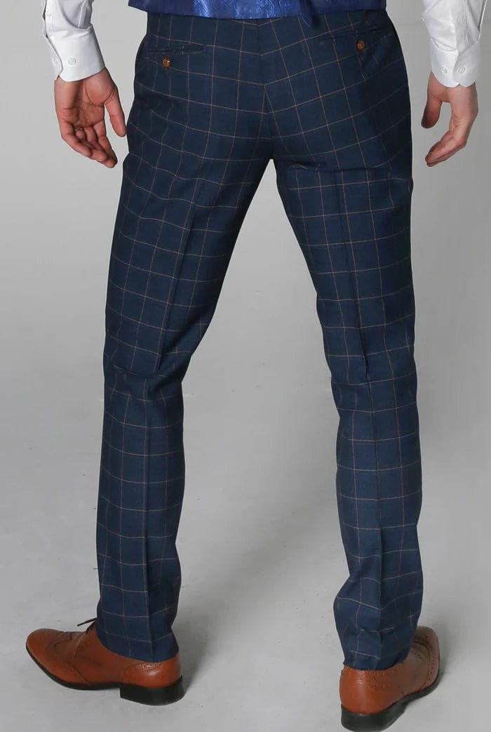 PAUL ANDREW HAMLEYS NAVY CHECK TROUSERS