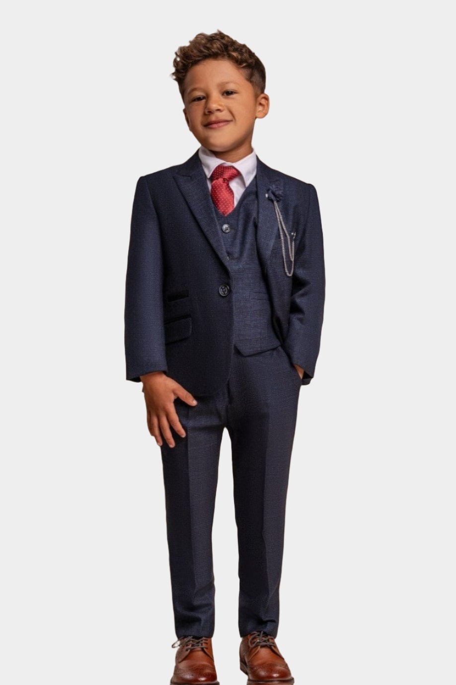 Cavani Boys Caridi Navy Check 3 Piece Suit Menz Suits