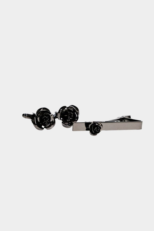 Cavani Onyx Flower Cufflinks Set