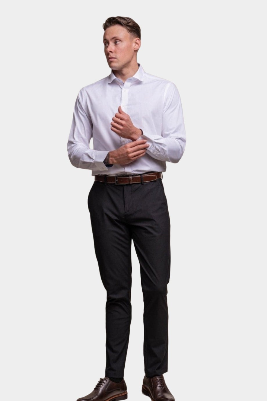 CAVANI ROUND COLLAR WHITE SHIRT