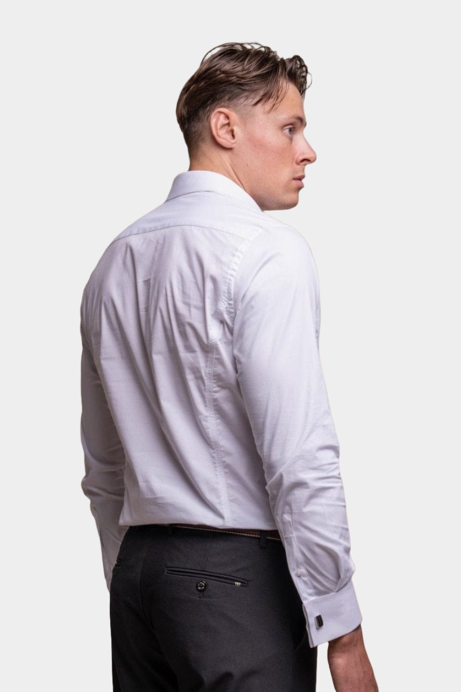 CAVANI ROUND COLLAR WHITE SHIRT