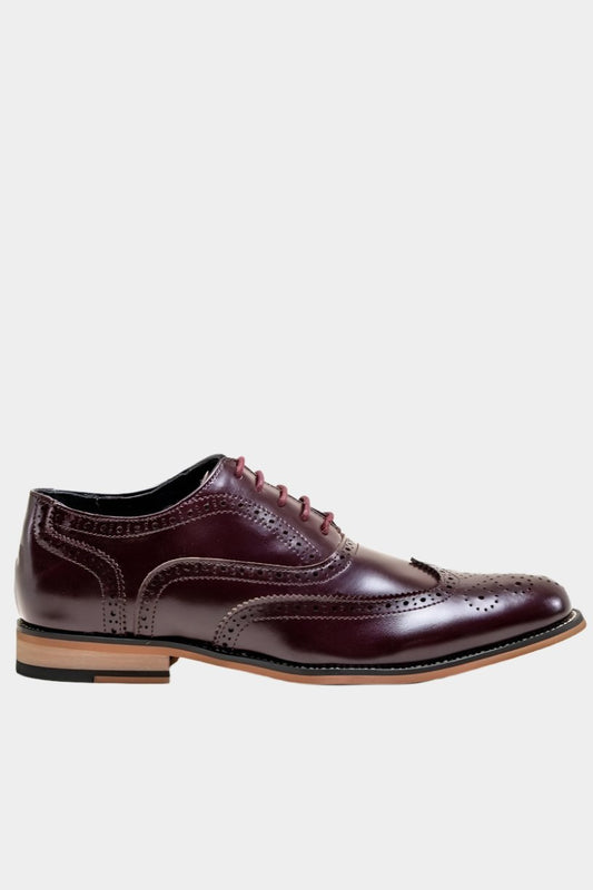 Cavani Oxford Wine Leather Brogue Shoes