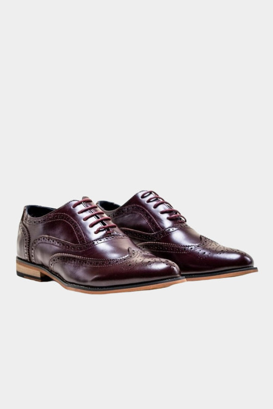 Cavani Oxford Wine Leather Brogue Shoes