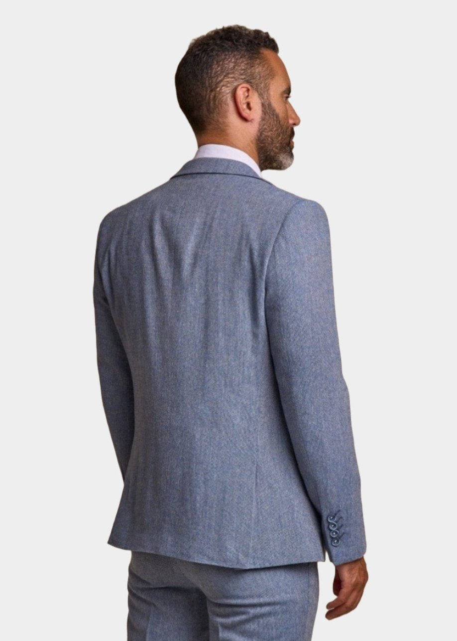 CAVANI WELLS BLUE TWEED 3-PIECE SUIT