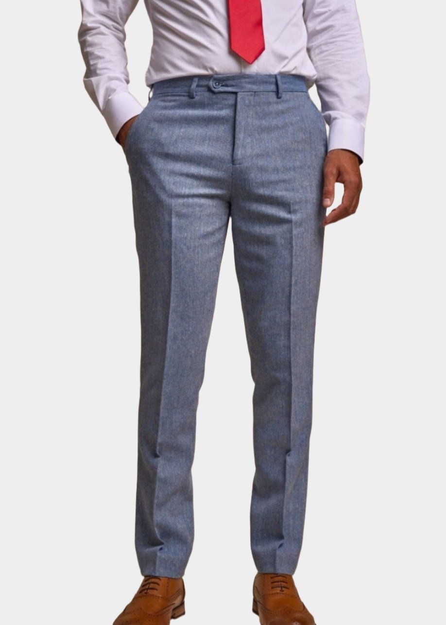 CAVANI WELLS BLUE TWEED 3-PIECE SUIT