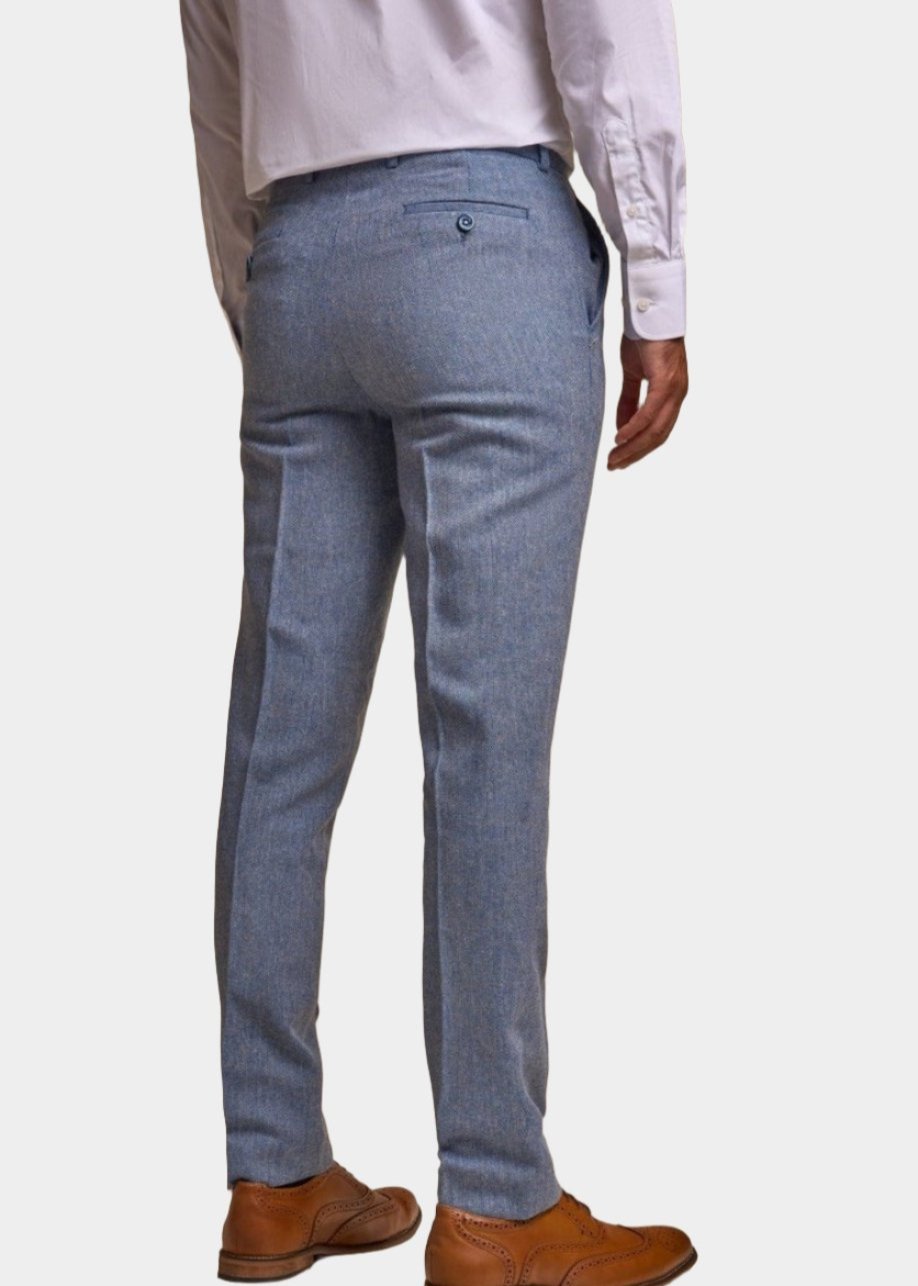 CAVANI WELLS BLUE TWEED 3-PIECE SUIT