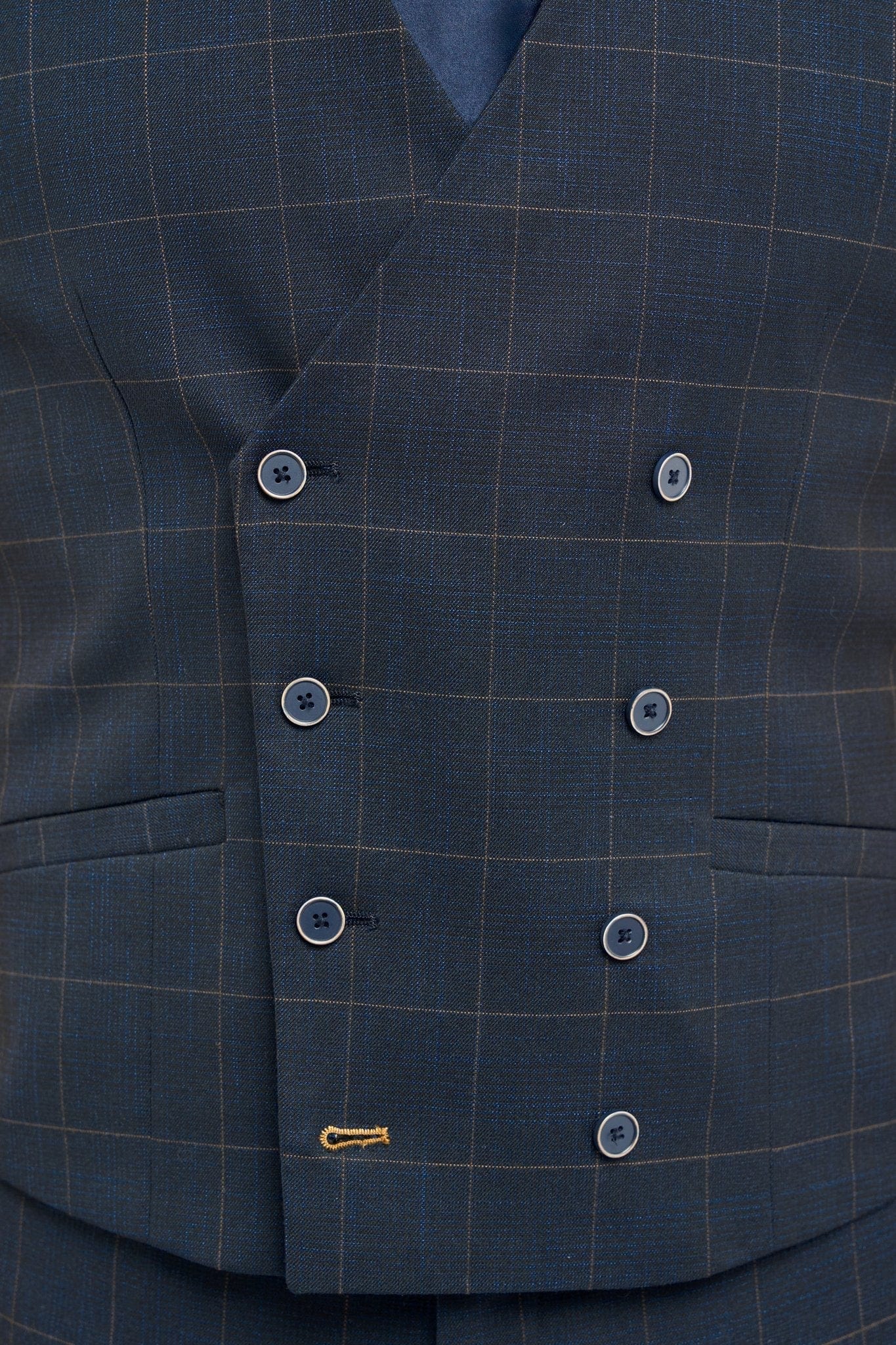 Cavani Torino Navy Double-Breasted Waistcoat 3-Piece Suit