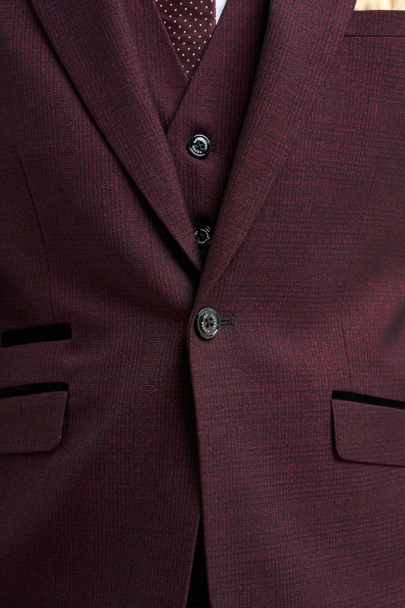CAVANI CARIDI WINE CHECK 3-PIECE SUIT