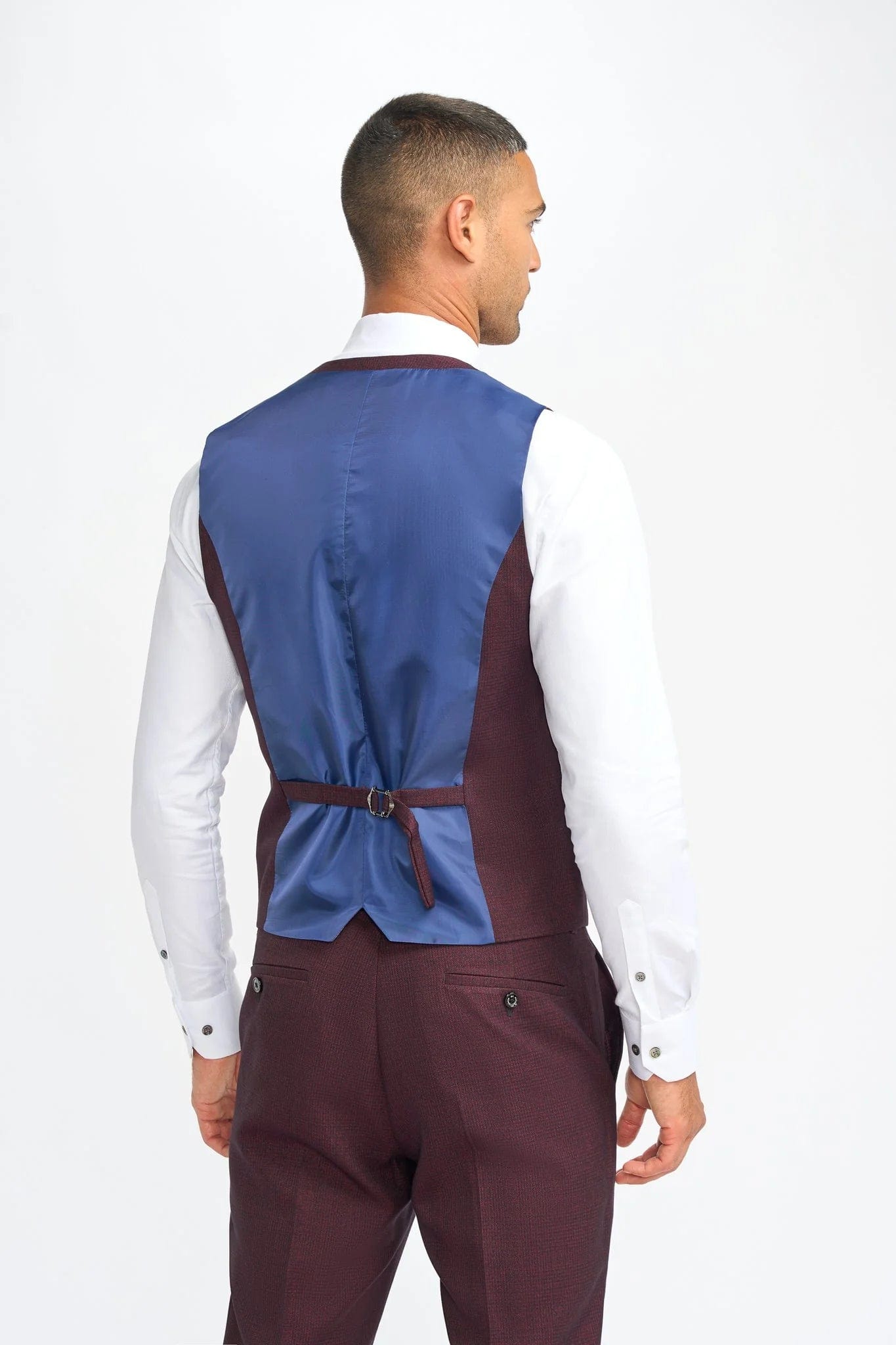 CAVANI CARIDI WINE CHECK 3-PIECE SUIT