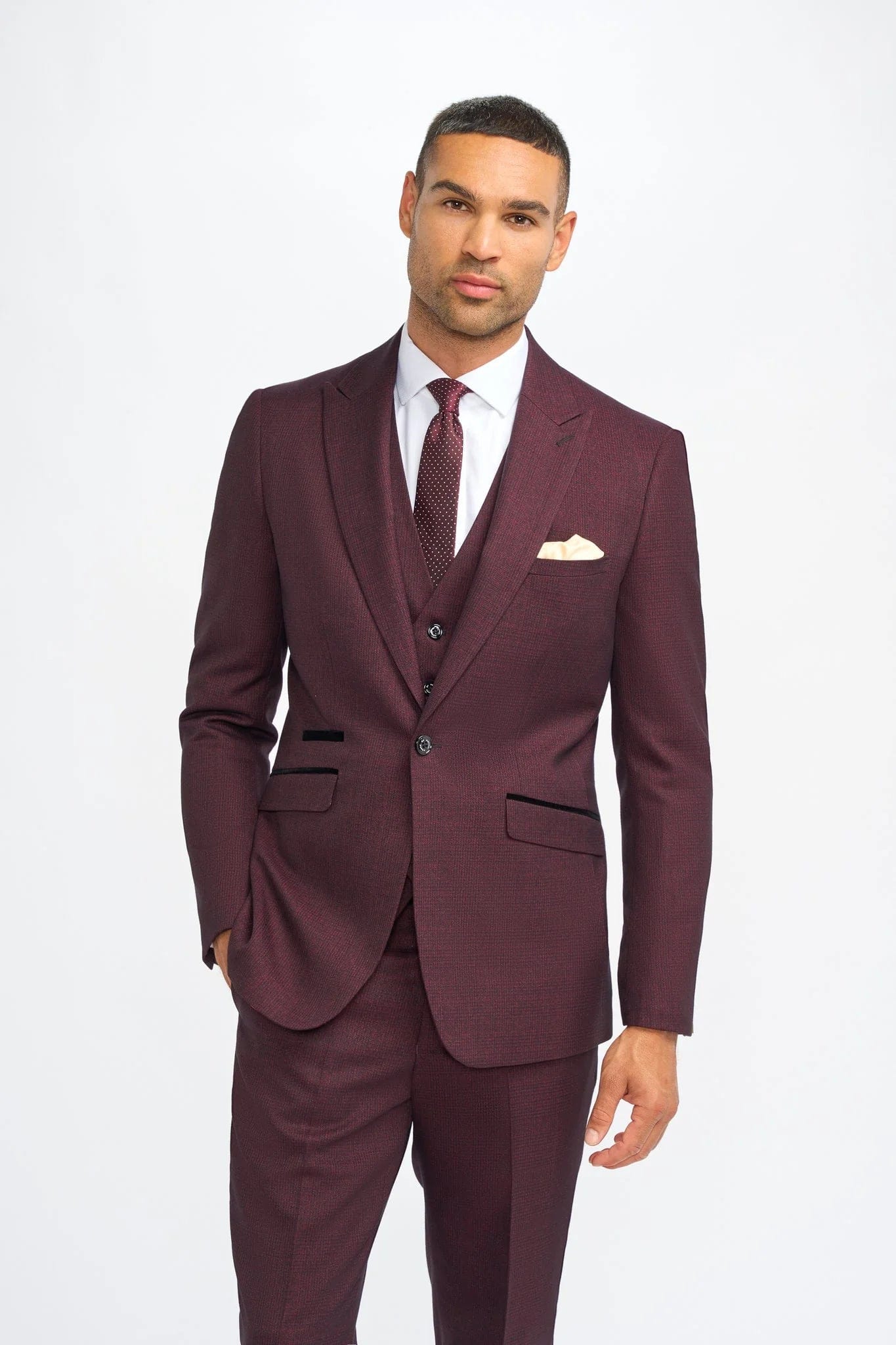 Cavani Caridi Wine Check 3-Piece Suit