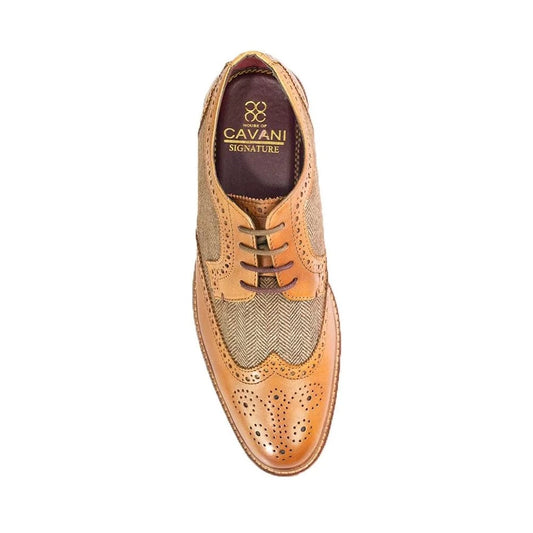 COLTRANE TAN TWEED CONTRAST LEATHER SHOES